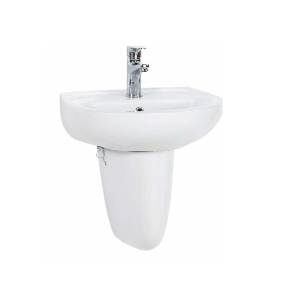 Creavit TP145 Sedef Kısa Yarım Ayak Oval Lavabo 36x45 cm - Creavit