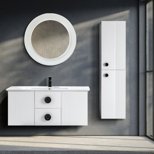 Martat - Martat Banyo Vanity 120 cm Banyo Dolabı Mat Beyaz